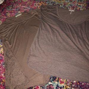 2 shirts both a mauve almost purple color